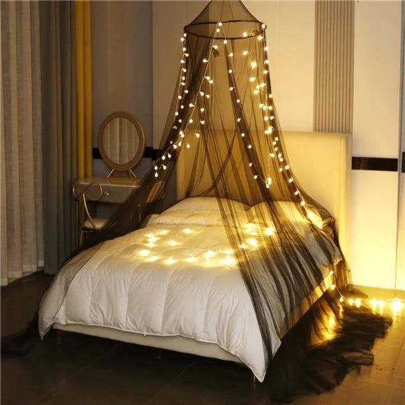 Bed Canopy with Lights, Mosquito Net for Bed, Mosquito Netting for Twin Full - Picture 2 of 8
